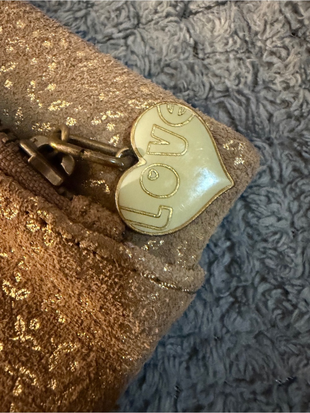 GAP Brown Suede Cosmetic Pouch with Gold Fleck - Picture 4 of 7